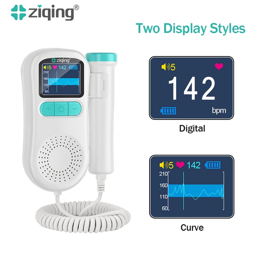 ziqing Doppler Fetal Heartbeat Detector Baby Care The Device Listen Heart Beat Fetal Pregnancy Ultrasound Rate Detection bebey