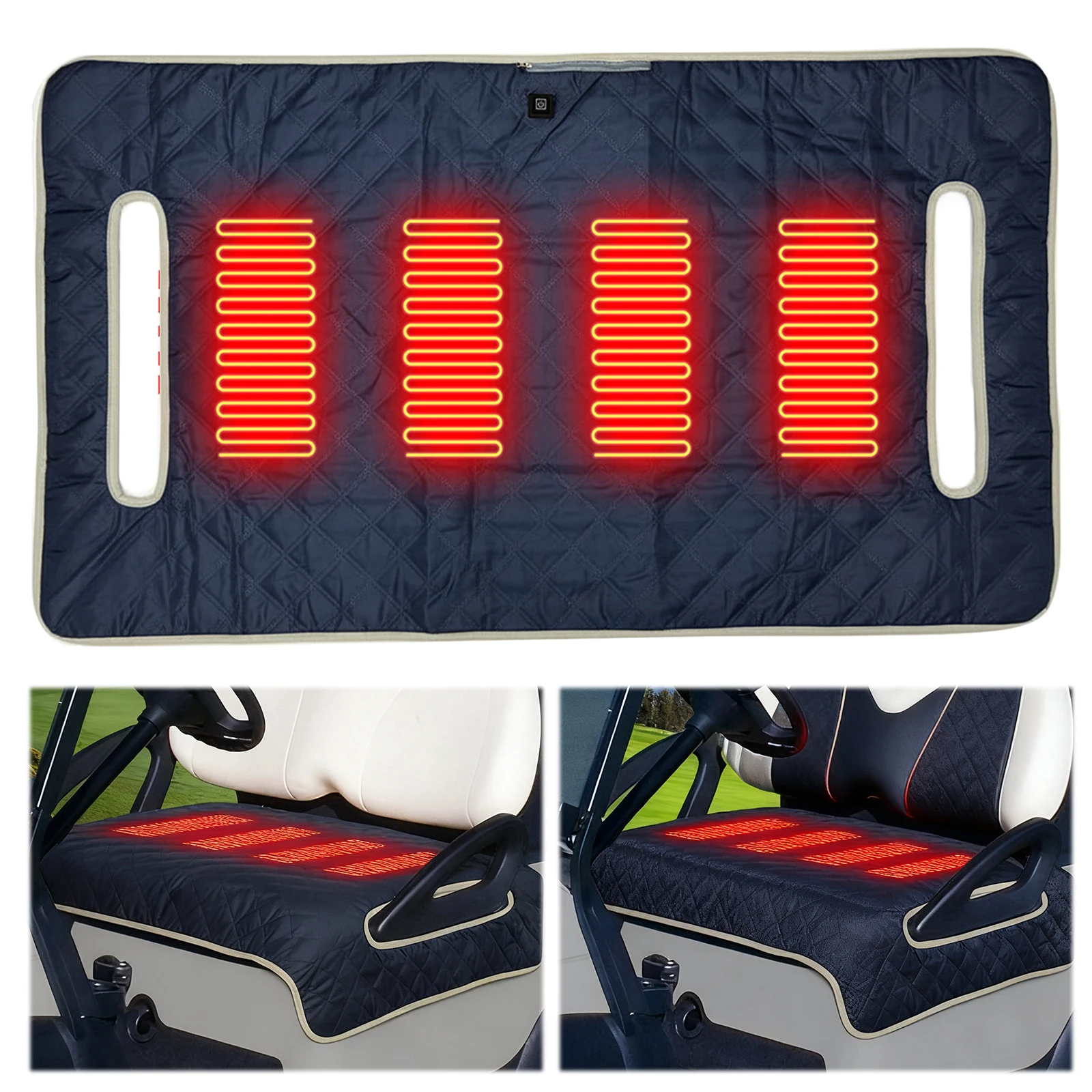

Heated Golf Cart Seat Cover Waterproof Heated Seat Cushion Travel Sports Cart Seat Cushion Cover Golf Gifts for Men Golf Lover