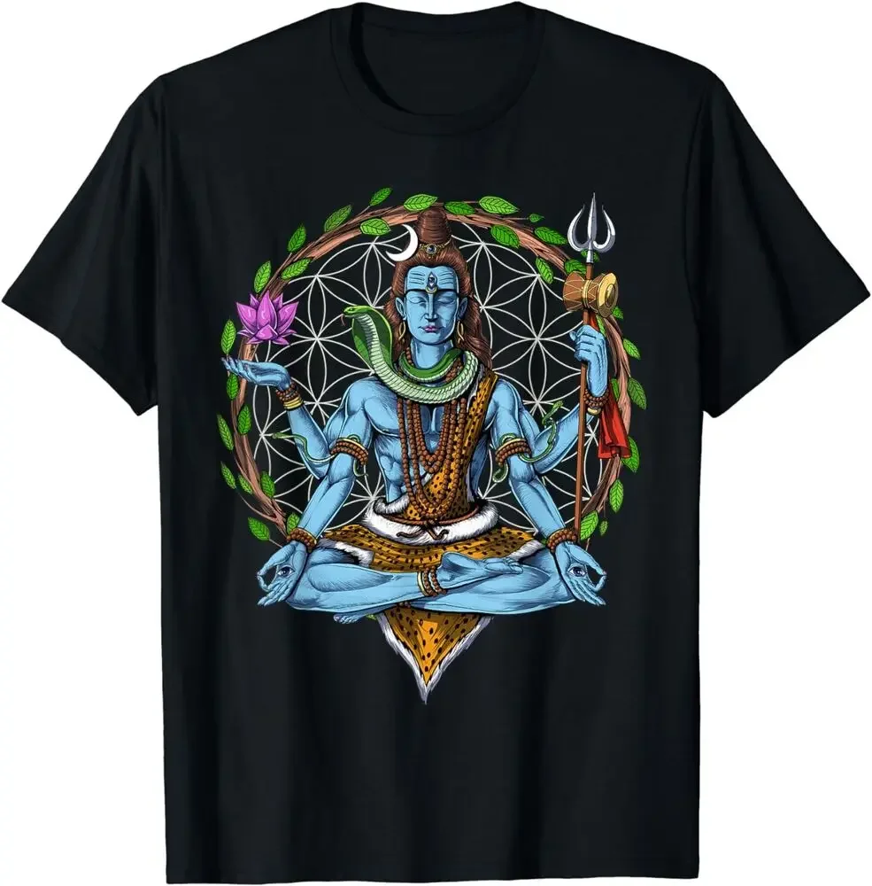 Shiva Hindu God Meditation Zen Yoga Hinduism Spiritual T-Shirt For Men Clothing Women Tees 100%Cotton Short Sleeve