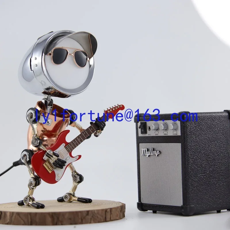 Industrial style steam punk handmade robot table lamp meditation ornament decorative guitar cello violin musical instrument