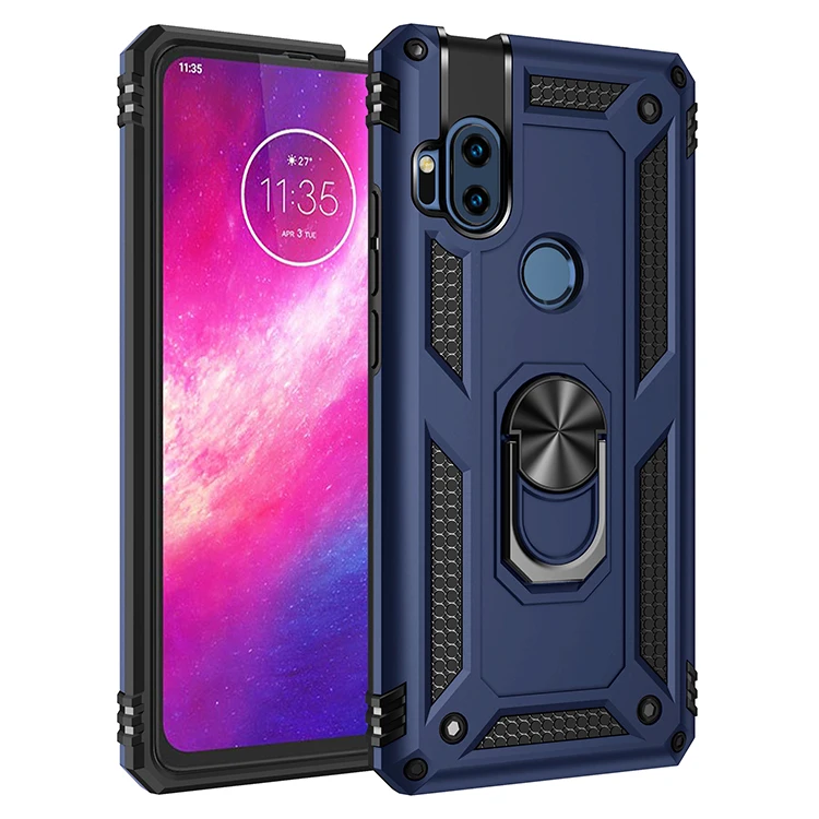 Armor Shockproof Case for Motorola One Hyper Rugged Military Drop Protective Magnet Car Holder Ring Case Cover