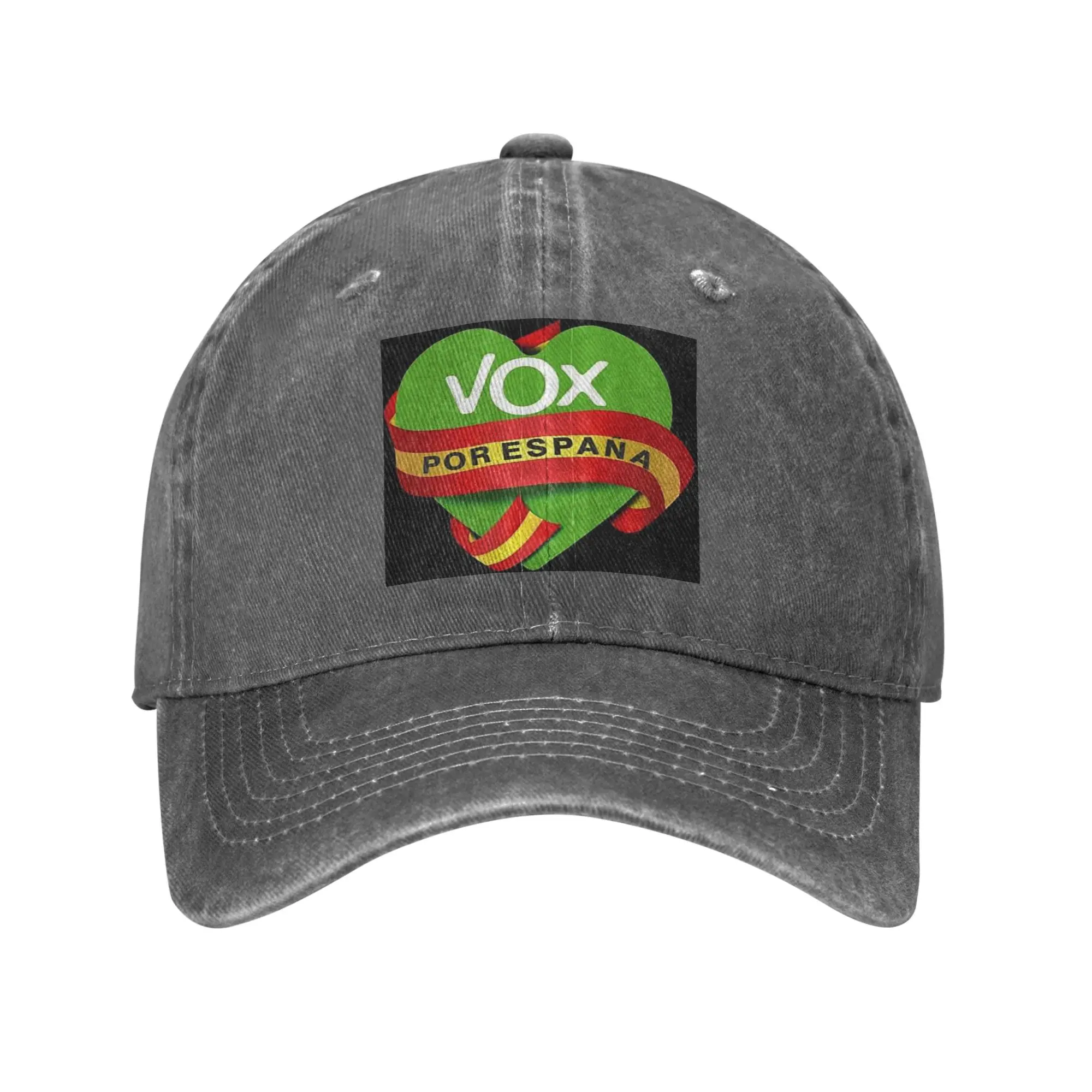 Gorra de béisbol informal de mezclilla con logotipo de Vox España, partido político español, gorra ajustable de verano unisex