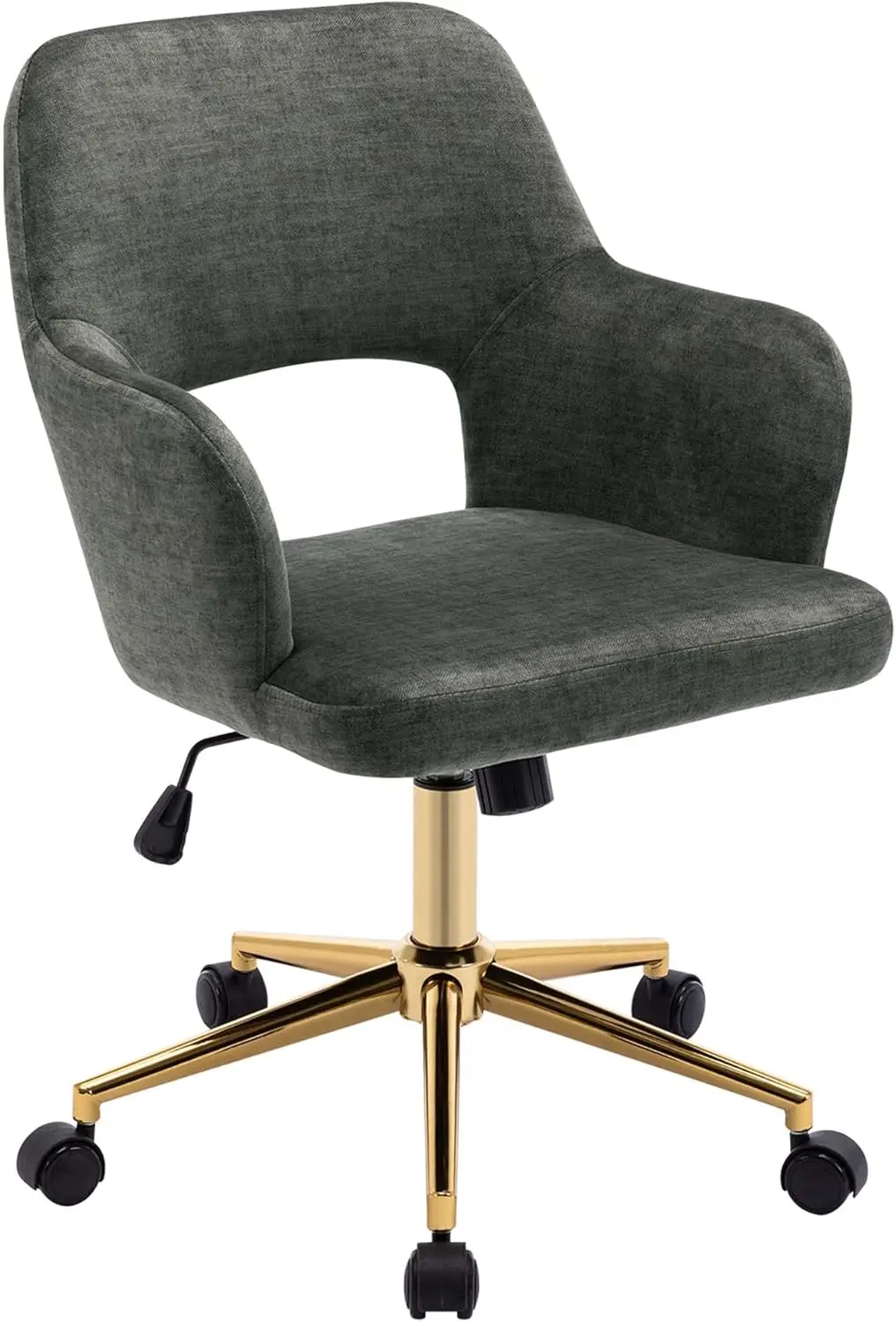 

Home Office Desk Chair With Wheels, Fabric Adjustable Swivel Accent Chair With Hollow Mid-Ba Backrest, For Living Room Bedroom,