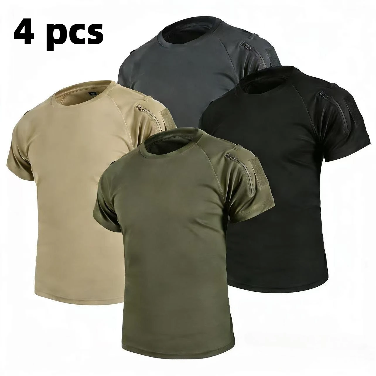 

Мужская тактическая футболка с круглым вырезом, 4 шт., быстросохнущая, дышащая, для активного отдыха, с коротким рукавом, для спорта, фитнеса и туризма