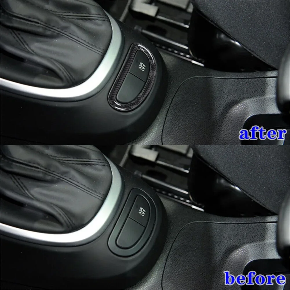 Carbon Fiber Floor Console Switch Button Panel Cover Trim Compatible With For Fiat 500L 2014 2017 For Interior Enhancement
