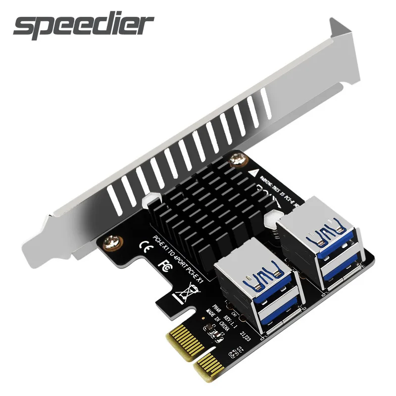 

PCI Express PCI-E Multiplier Hub Adapter PCIE x1 to x16 1 to 4 ports USB3.0 Riser Expansion Cards For GPU Graphics BTC Mining PC