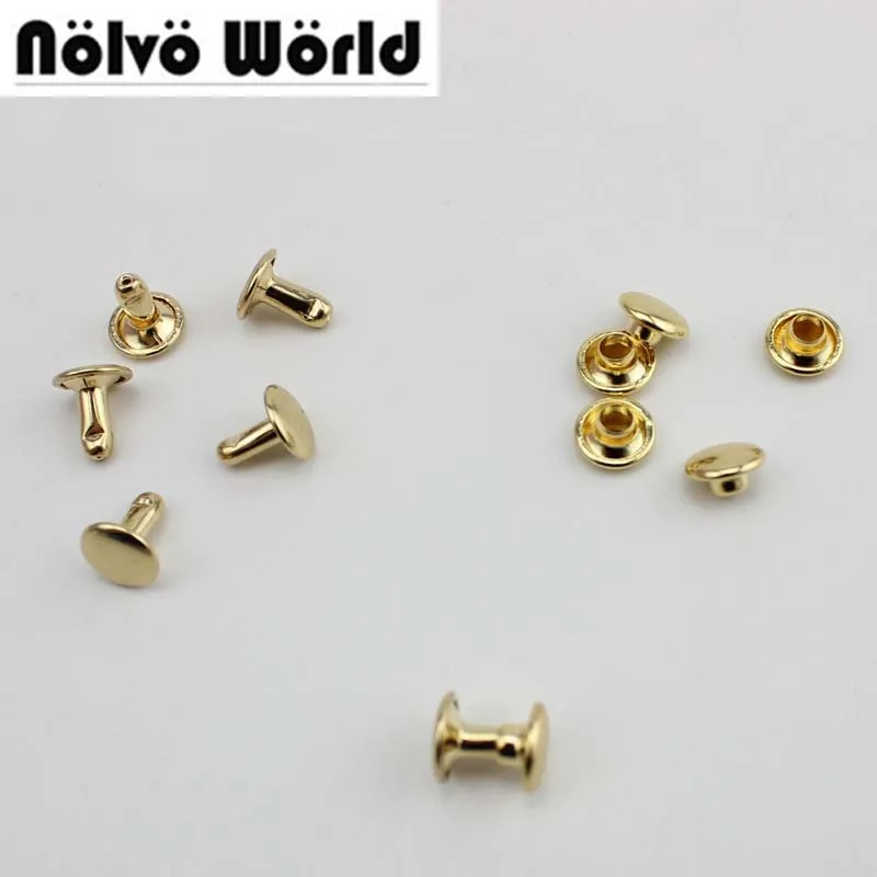 

500pcs/lot 2 covers 6X6mm 8X8mm 10X8mm 100% Copper Double Cap Rivets Fasteners,Leather Crafts Bags Shoes Decorative Studs