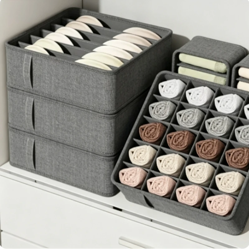 Boîte de rangement pliable en tissu pour tiroir de placard, organisateur de sous-vêtements, chaussettes, cravates et ceintures