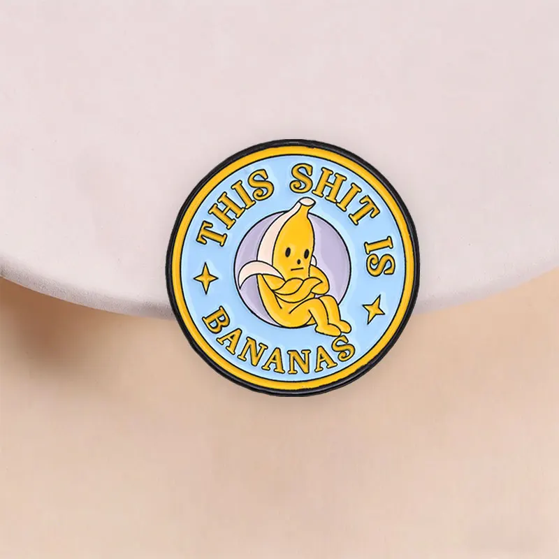 Funny Slang Enamel Pin Funny This Shit Is Bananas Cartoon Sitting Banana Brooches Lapel Badge Jewelry Gifts for Friends
