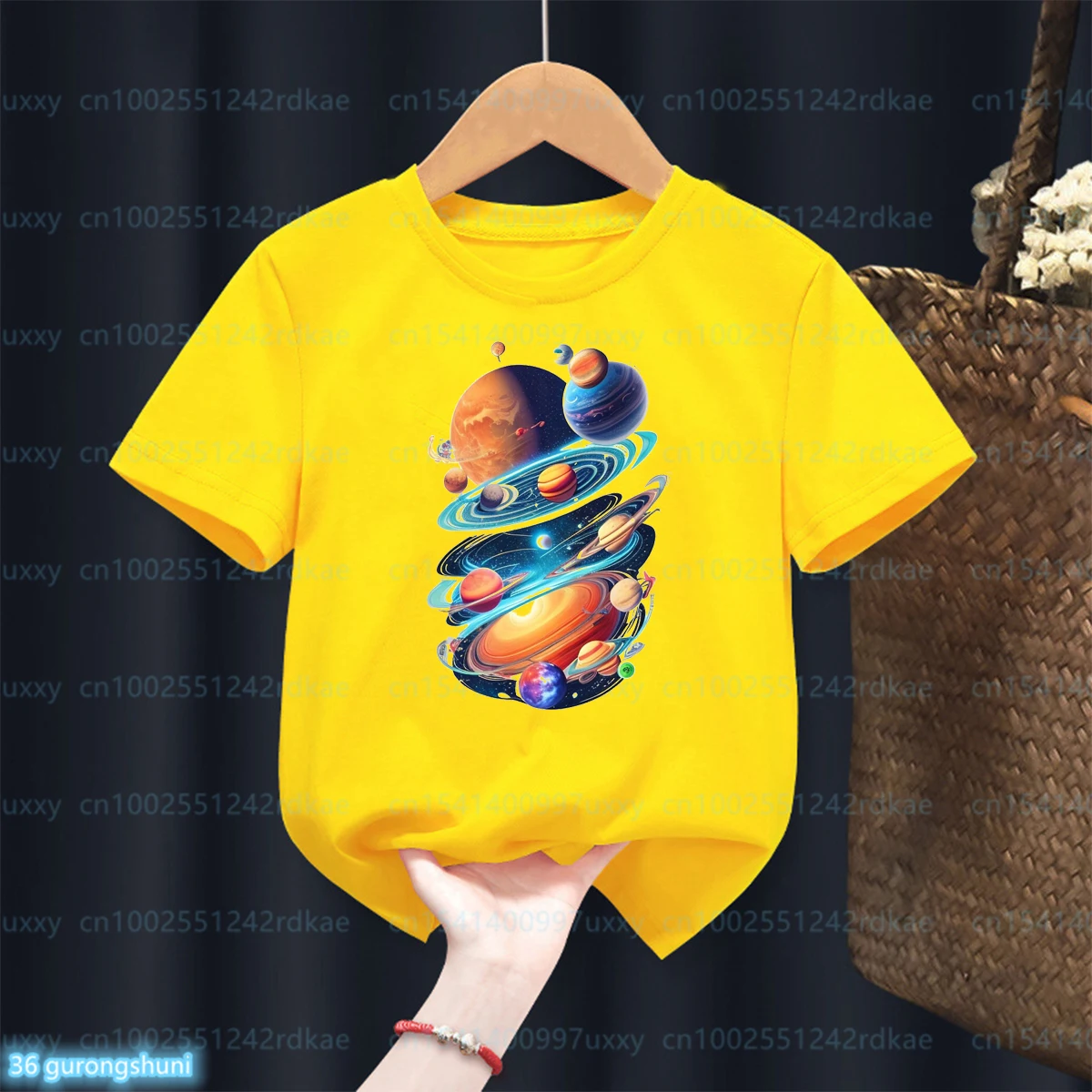 Planets Print Boys T-Shirt Astronaut Toddler Shirt Boy Girl Clothes Kids Short Sleeve Shirts Kid Birthday Gift Children Tee