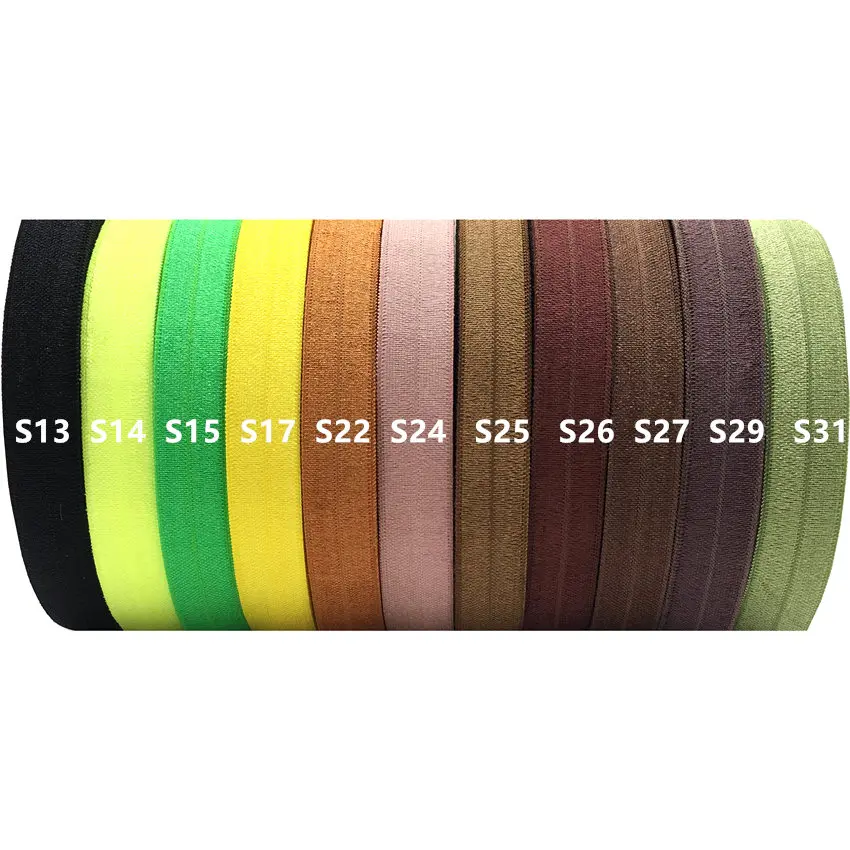 50/100Yards Solid Color Cheap Shiny Fold Over Elastic Plain FOE Spandex Band Hair Tie DIY Head Wear Gift Packaging Wrapping