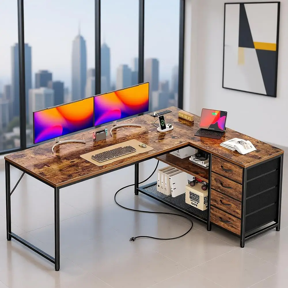 L-Shaped Desk With …