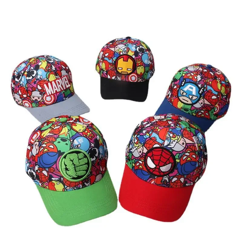 Marvel Anime Movies Avengers Baseball Cap Spiderman Hulk Iron Man Captain America Kids Hip Hop Hats Children Birthday Gifts