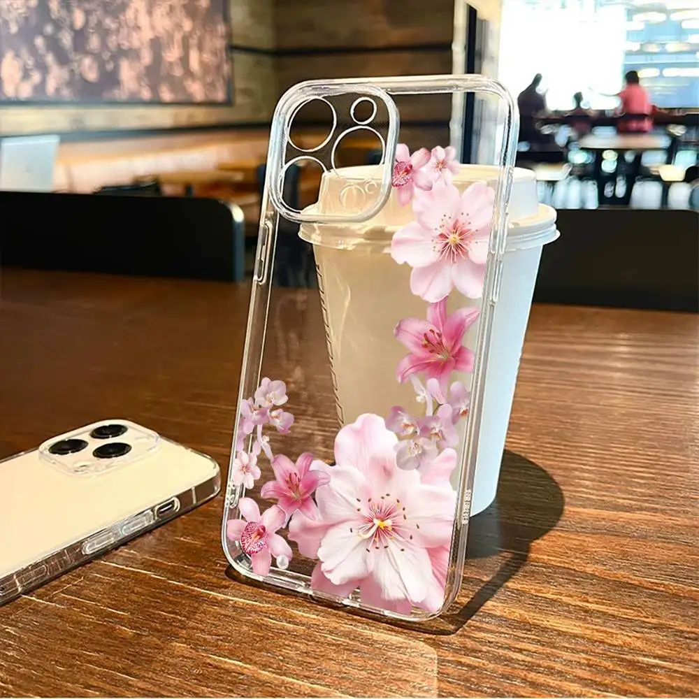 

Beauty Flower Lily Hibiscue Phone Case For iPhone17,16,15,14,13,12,11 Plus,Pro Max,XS,X,XR,SE,Mini,Soft Transparent Cover