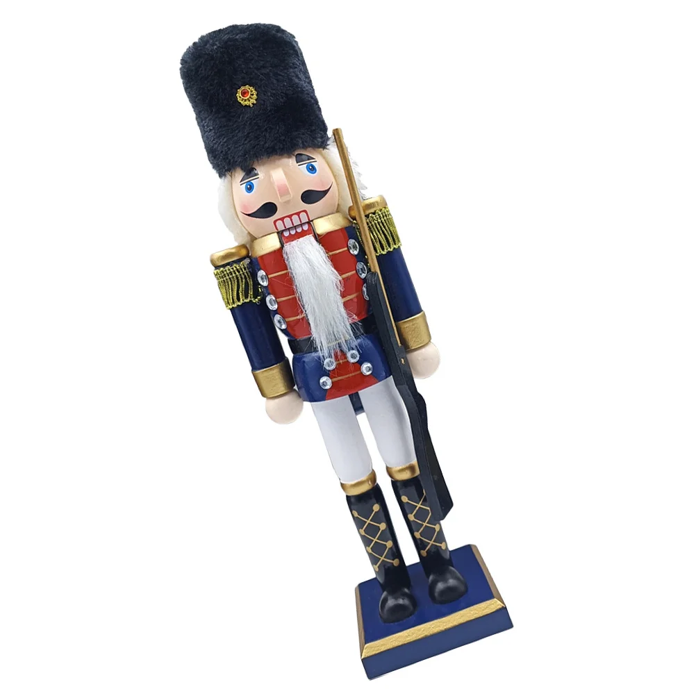

Wood Nutcracker Decoration Christmas Home Decor Festive Tabletop Ornament for Living Room Bedroom Coffee Shop Xmas Gift