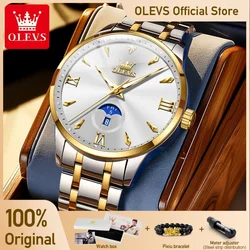 OLEVS 3646 Mens Watch Original Business Simply Quartz Large Dial Waterproof Luminous Reloj Dual Calendar Display Watch For Man