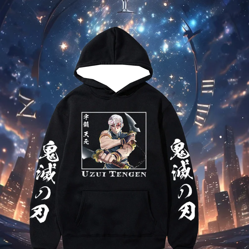 herfst en winter nieuwe anime ghost annihilation blade bedrukte trui met capuchon heren- en damesmode straattrui grijs