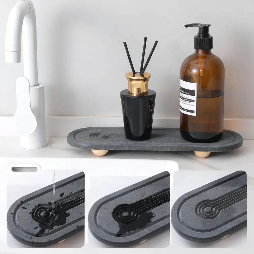Fast Absorbent Diatomaceous Earth Mat Kitchen Countertop Organizer Modern Stone Tray Bathroom Soap Dish Coaster