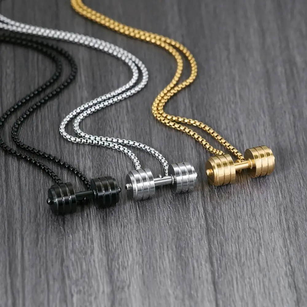 

Multi-piece Dumbbell Necklace Titanium Steel Bead Chain Fitness Series Pendants Smooth Creative Dumbbell Sports Necklace