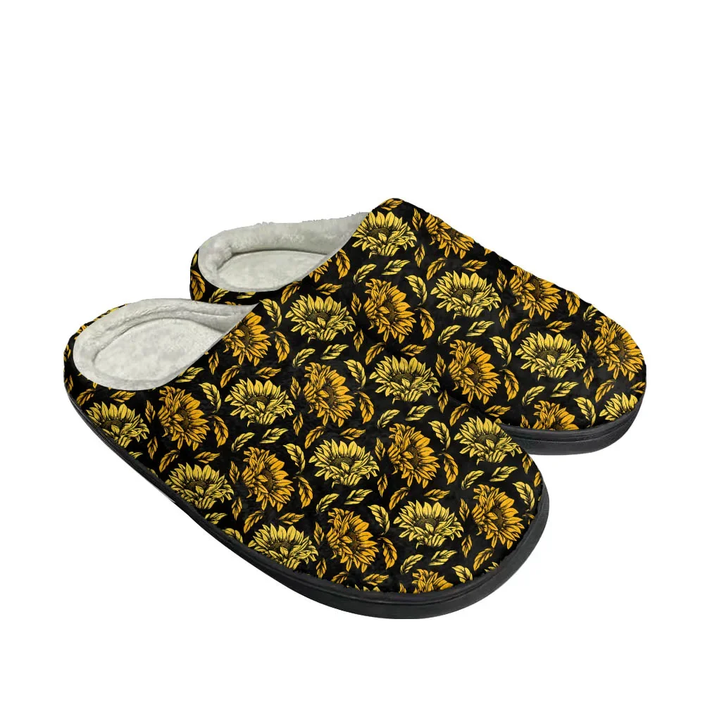 Sunflowers-Zapatillas de algodón personalizadas para hombre y mujer, zapatos térmicos de felpa, informales, a la moda, para mantener el calor