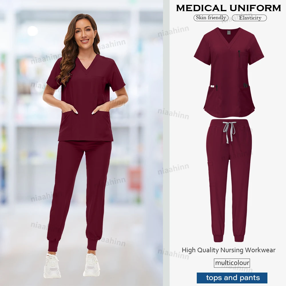 Medizinische Peelings Großhandel Dental Pflege Zubehör Kurzarm Top + Hosen Set OP-Kittel Frauen Atmungsaktive Peeling Spa Uniform – Detail 12