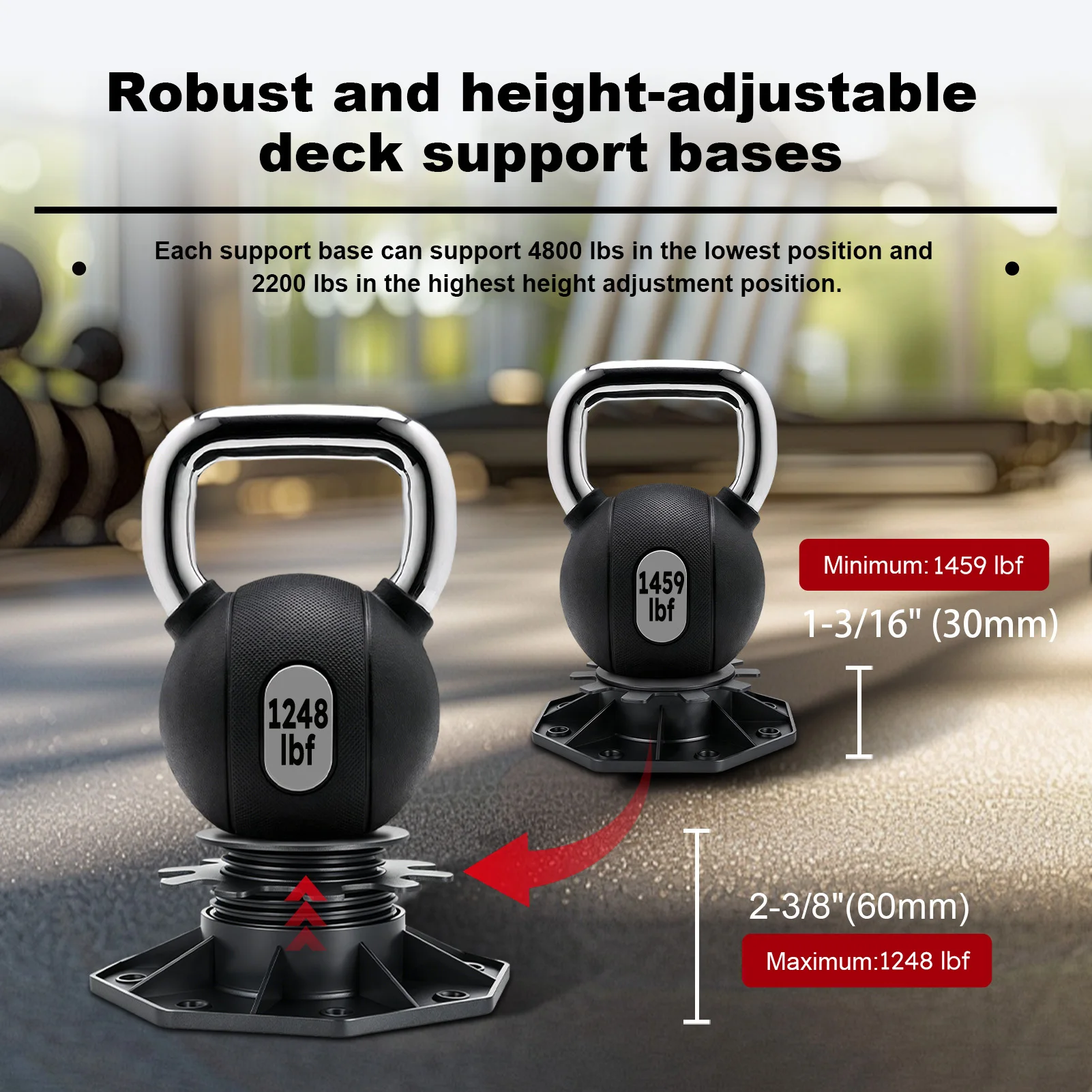 24Pcs Adjustable Deck Support Pedestals Plastic UV Resistant Raising Base with Swift Drainage for Bridging Height Difference Outdoor Deck