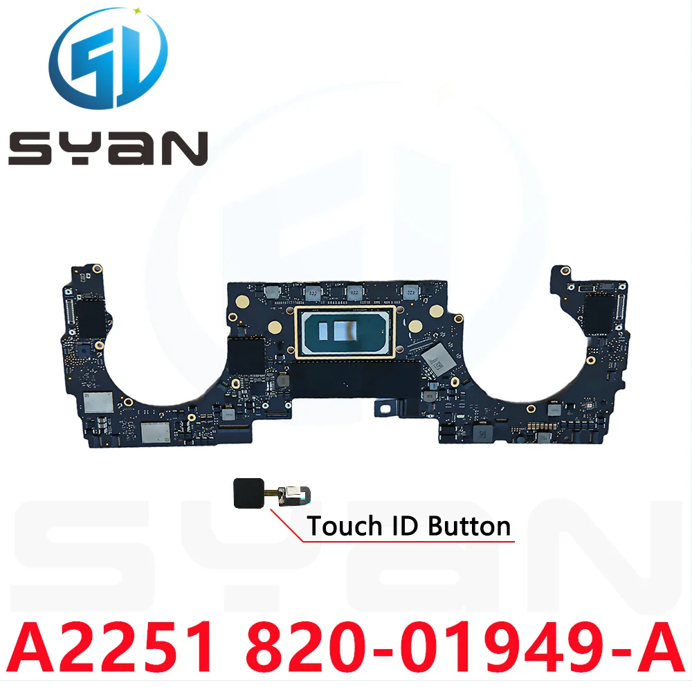 

SYan A2251 2020 Laptop Motherboard i5 16GB 512GB 1TB For Macbook Pro Retina 13" Logic Board With Touch ID 820-01949-A Emc 3348