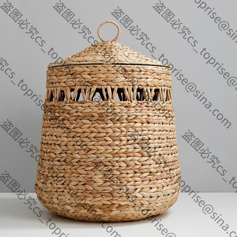 Suitable handmade woven Japanese style storage baskets with lids snack water hyacinth organizer baskets home household misc good