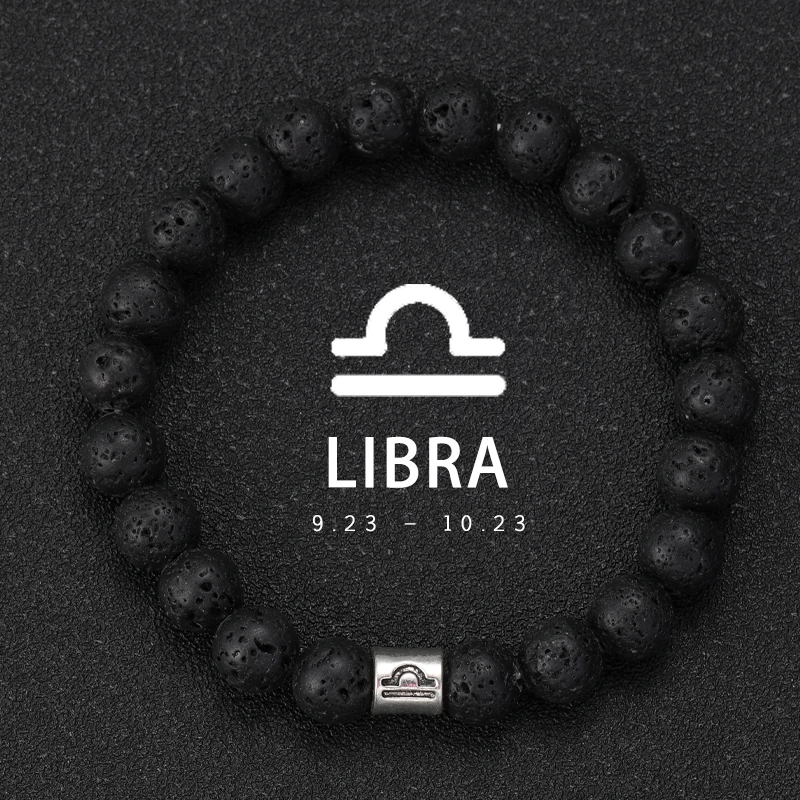 Natuursteen Lava Armbanden Ram Maagd Vissen Armbanden Dames Heren Koppels Vriendschap Sieraden 12 Sterrenbeelden Armbanden