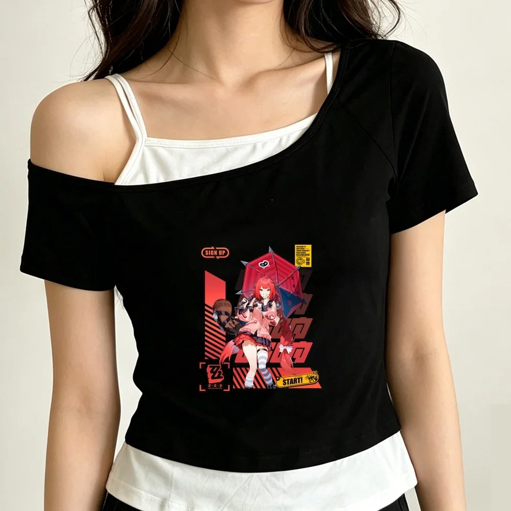 Zenless Zone Zero cropped top ladies anime scene  harajuku tshirt grunge vintage baddie emo harajuku