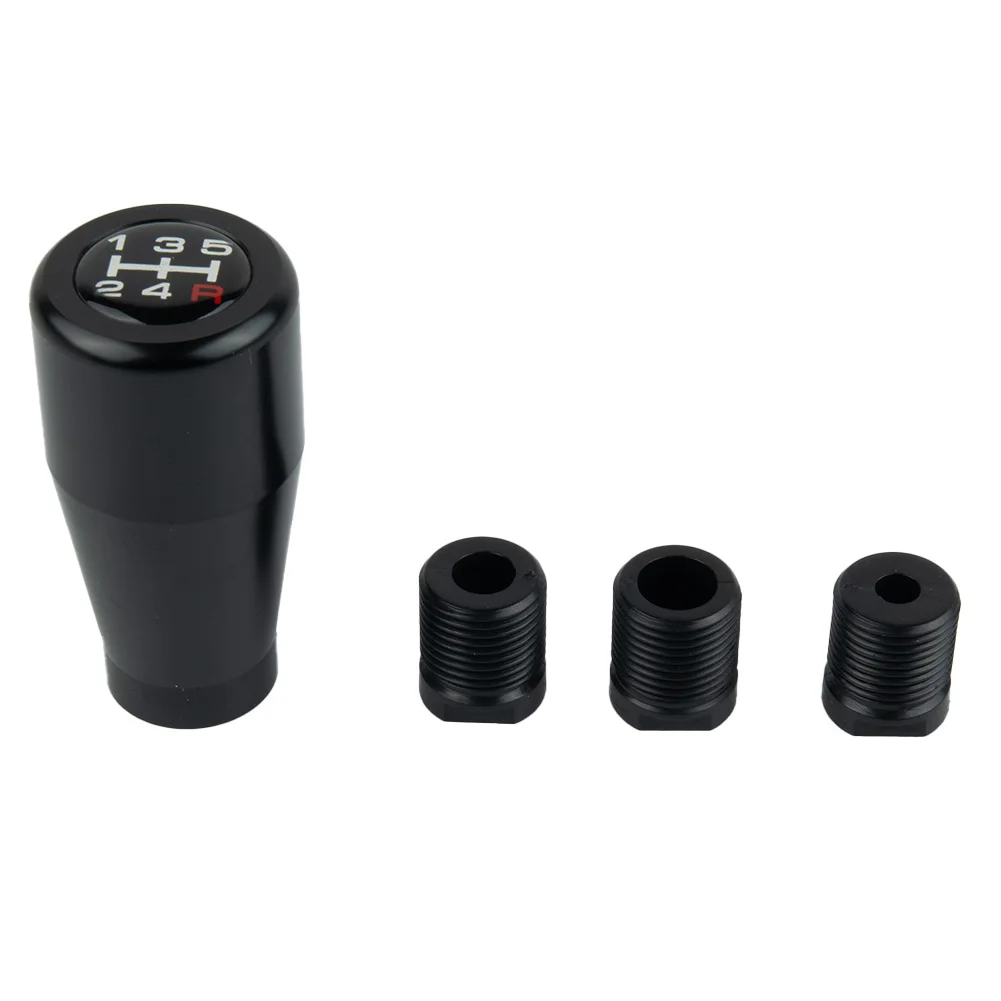 Aluminum Alloy 5 Speed Gear Shifter Knob With M8 M10 1.25 and M10 1.5 Thread Adapters Compatible with Manual Transmission Cars