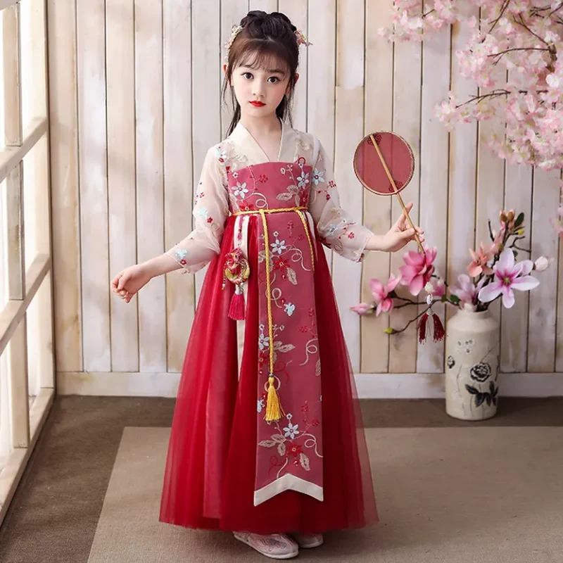 New Chinese Hanfu Imitation Tang Dynasty Retro Casual Girls' Dress