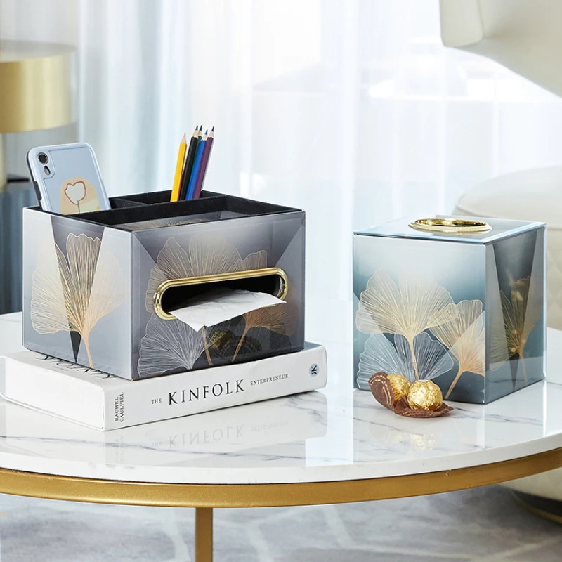 

Creative Light Luxury Style Tissue Box, Living Room Tea Table, Multi functional Remote Control Storage