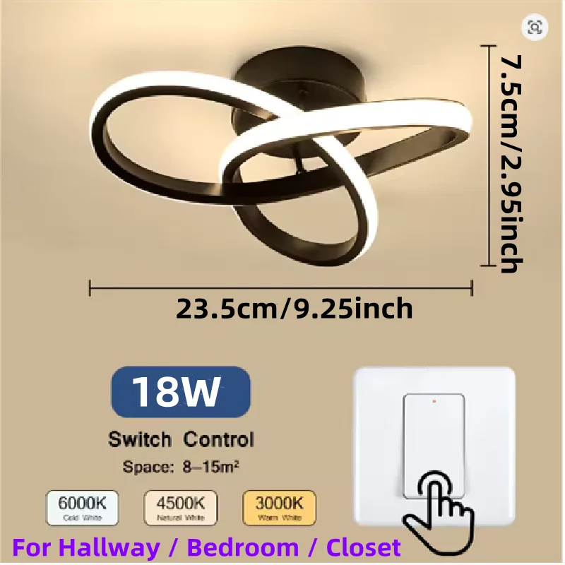 LED Ceiling Light 10 Inch Flush Mount Hallway 20W Tri-Color 3000K-6000K for Entryway Staircase Bedroom Living Room Easy Install