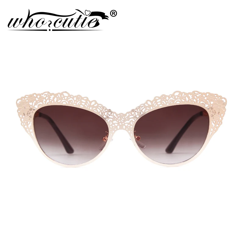 Cat Eye Sunglasses Women Baroque Flower Hollow Metal Frame 2025 Brand Designer Vintage Retro Cateye Sun Glasses Lady Shades S086