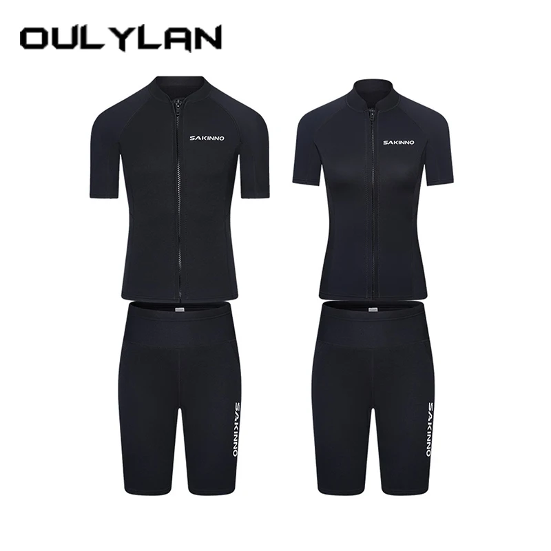 

Oulylan 2 мм гидрокостюм с короткими рукавами, ткань из неопрена, сохраняет тепло, костюм для подводной охоты, плавания, дайвинга, подводного плавания, дрифта, гидрокостюм