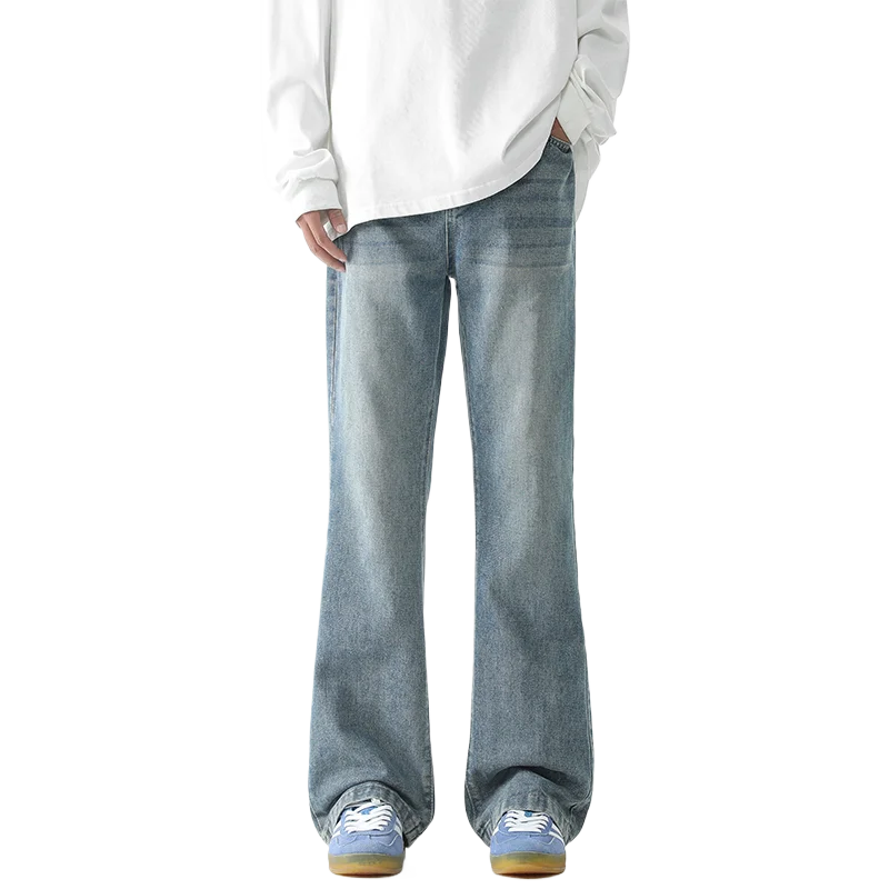 2025 Spring/Summer New Men's Micro flared Cowboy Pants Street Wear Blue American Style Men's Pants Full length flared Pants Men'