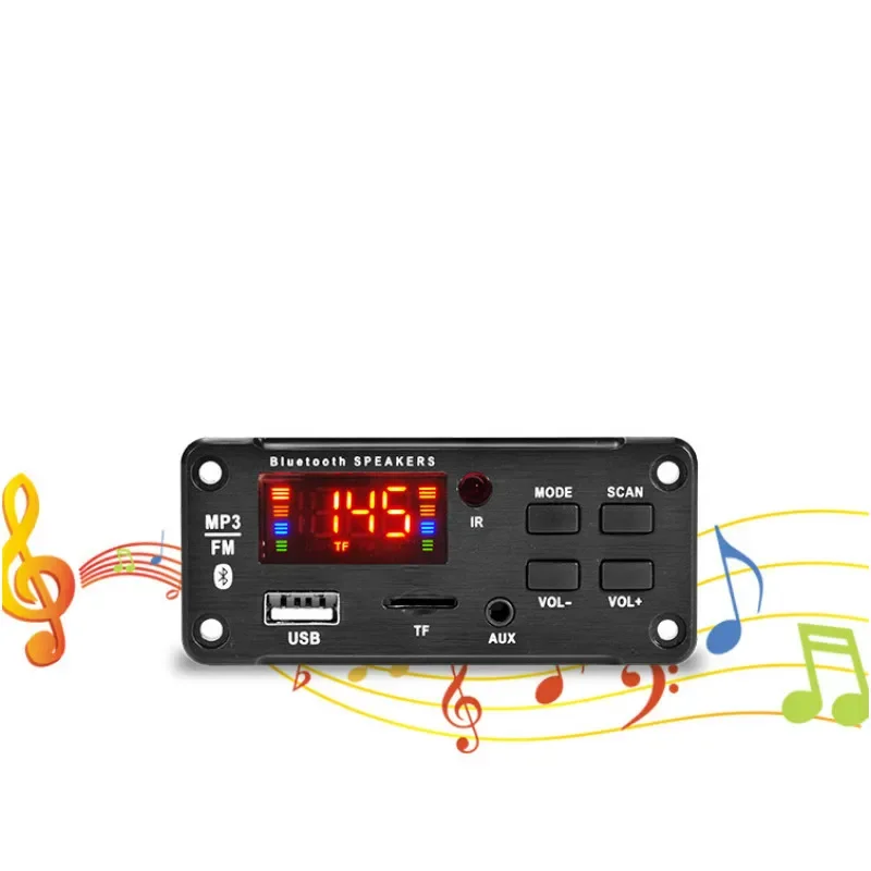 SOTAMIA Bluetooth 5.0 Decoder Board APE FLAC WAV MP3 Music Player Spectrum USB TF AUX FM Radio DIY Speaker Amplifiers 12V