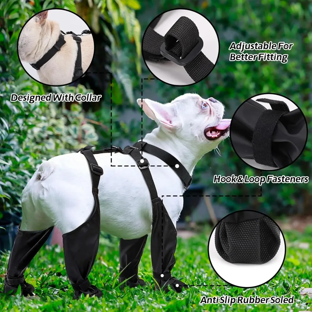 Rutschfeste Hundeschuhe Haustier-Pfoten-Hunderegenschuhe Schmutzabweisende Sturzschutz-Hundeschuhe für Draußen mit Riemen Winter Wasserdichte Hundestiefel – Detail 11