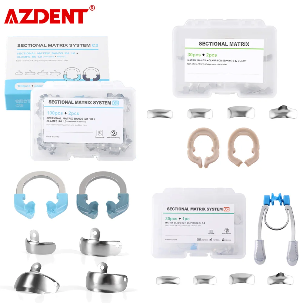 

AZDENT Dental Matrix Bands Clamp Sectional Contoured Matrix System Metal Matrices Clamping Rings Dentist Tools