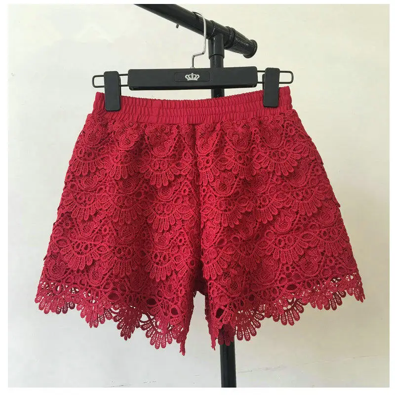 8 Colors Hollow Lace Shorts Women Hotpants Summer Black Shorts Feminino Women Short Beach Elastic High Waist Sexy Shorts Re2425