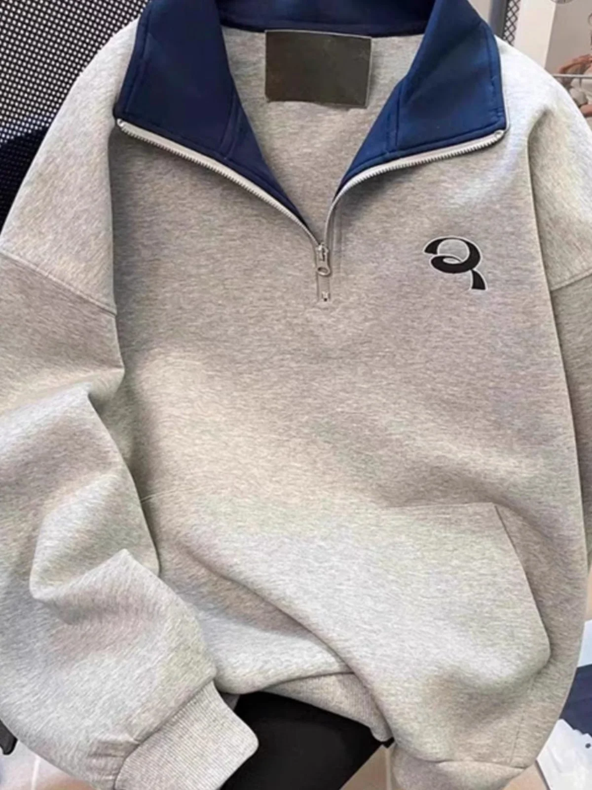 

Американский свитшот большого размера (до 300 фунтов), с цветными вставками, воротником и молнией, унисекс, весна-осень, высококачественный, в университетском стиле