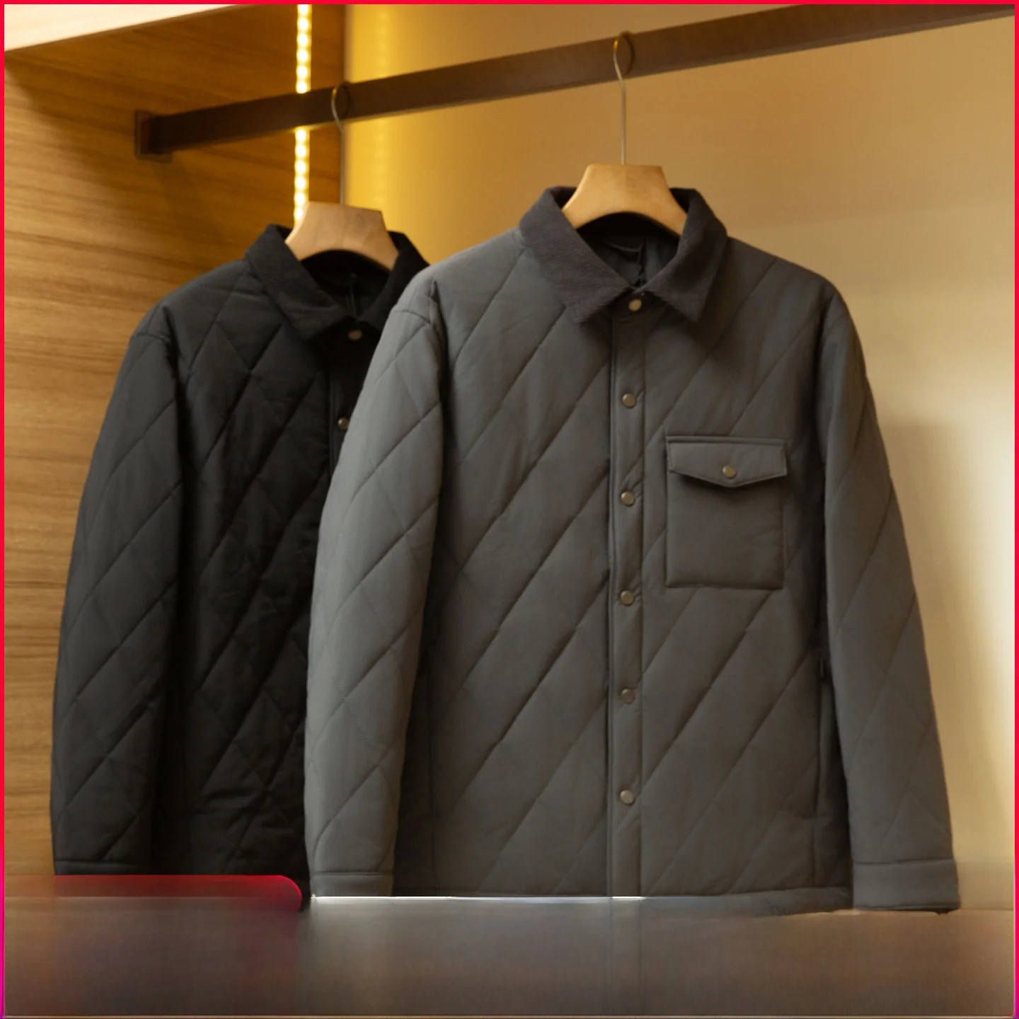 

American Sle Outdoor Men's Casual Cotton Jaet Diamond Pattern Warmth All-Match Long Sve Button up Faionable Ci Wear