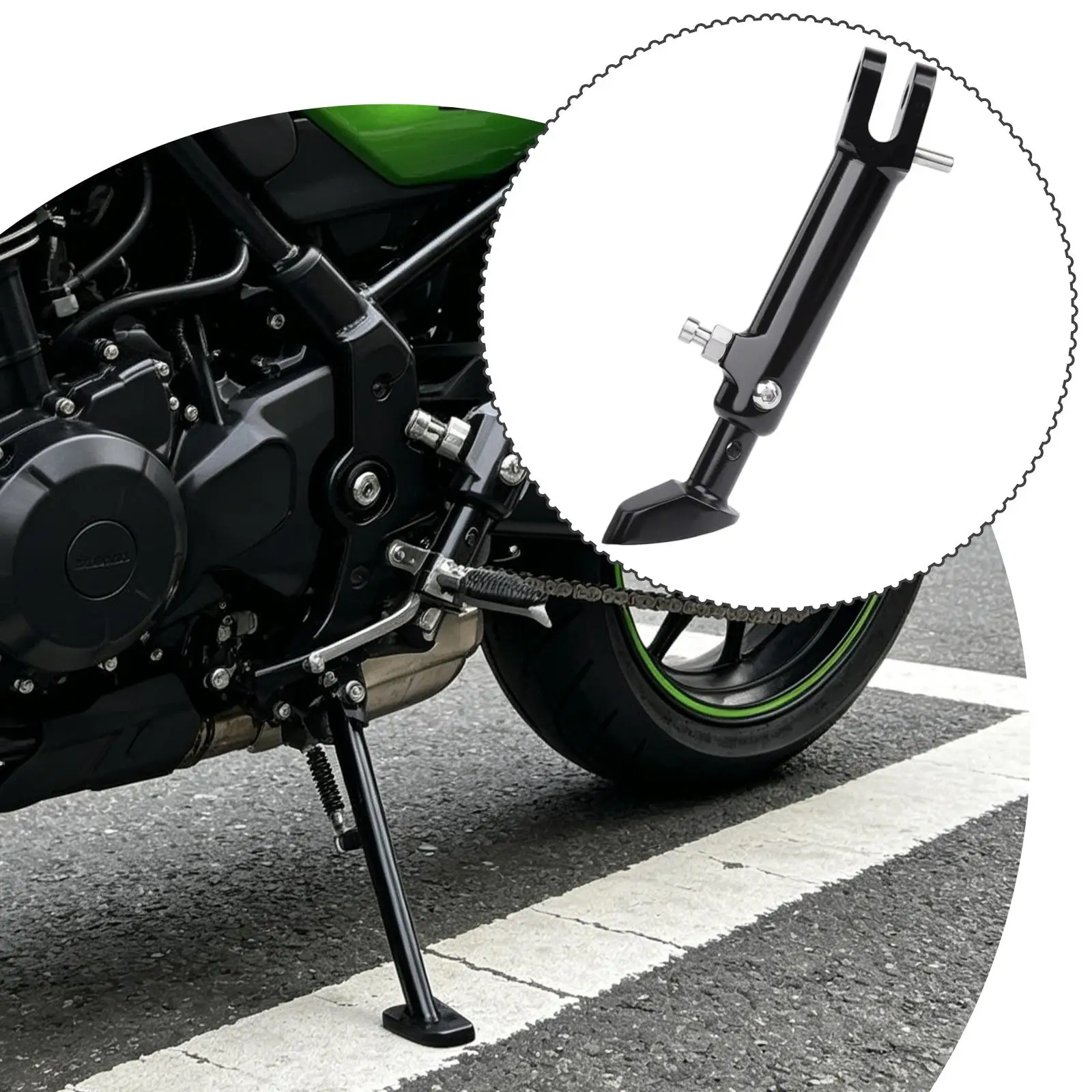 

Aluminum Motorcycle Kickstand Durable Side Stand Spare Part Universal Support for Kawasaki Z900RS 2018-2023