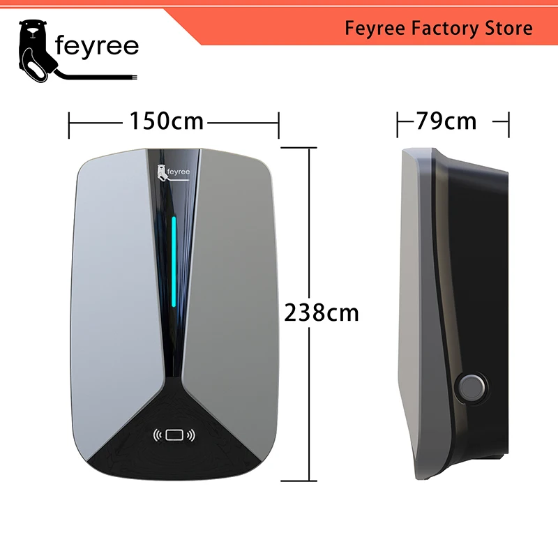 feyree EV Charger GB/T Plug Socket 32A 7.6KW 1Phase EVSE Wallbox Plug and Charge Model 5m Cable for Electric Vehicle Car Charger