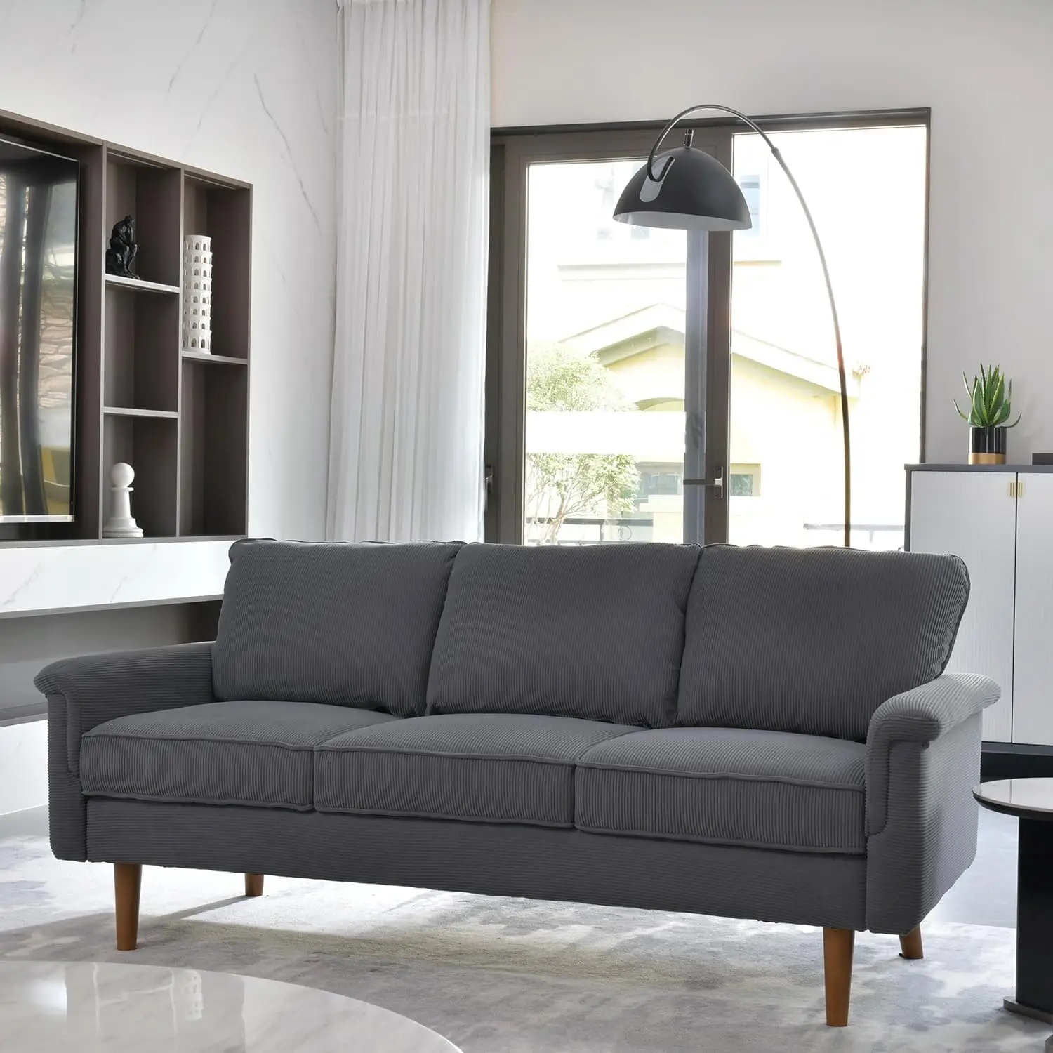 

Modern Corduroy Couch with Cloud Cushion,Comfy 3 Seater Sofa with Deep Seat,Comfortable Small Sofas for Small Space Living Room