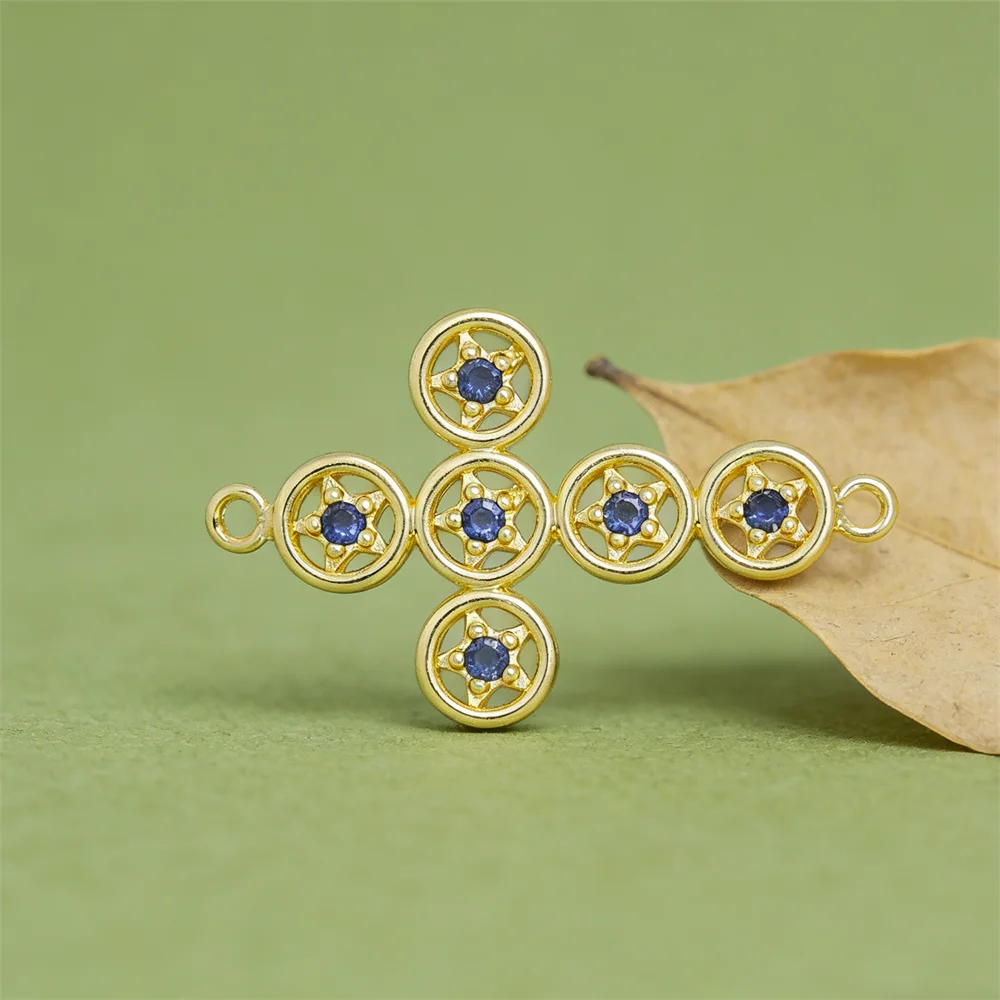 

1Pc Link Connectors Brass Cubic Zirconia Cross Charms for Diy Jewelry Necklace Bracelet Making Hollow Accessories for Men Women