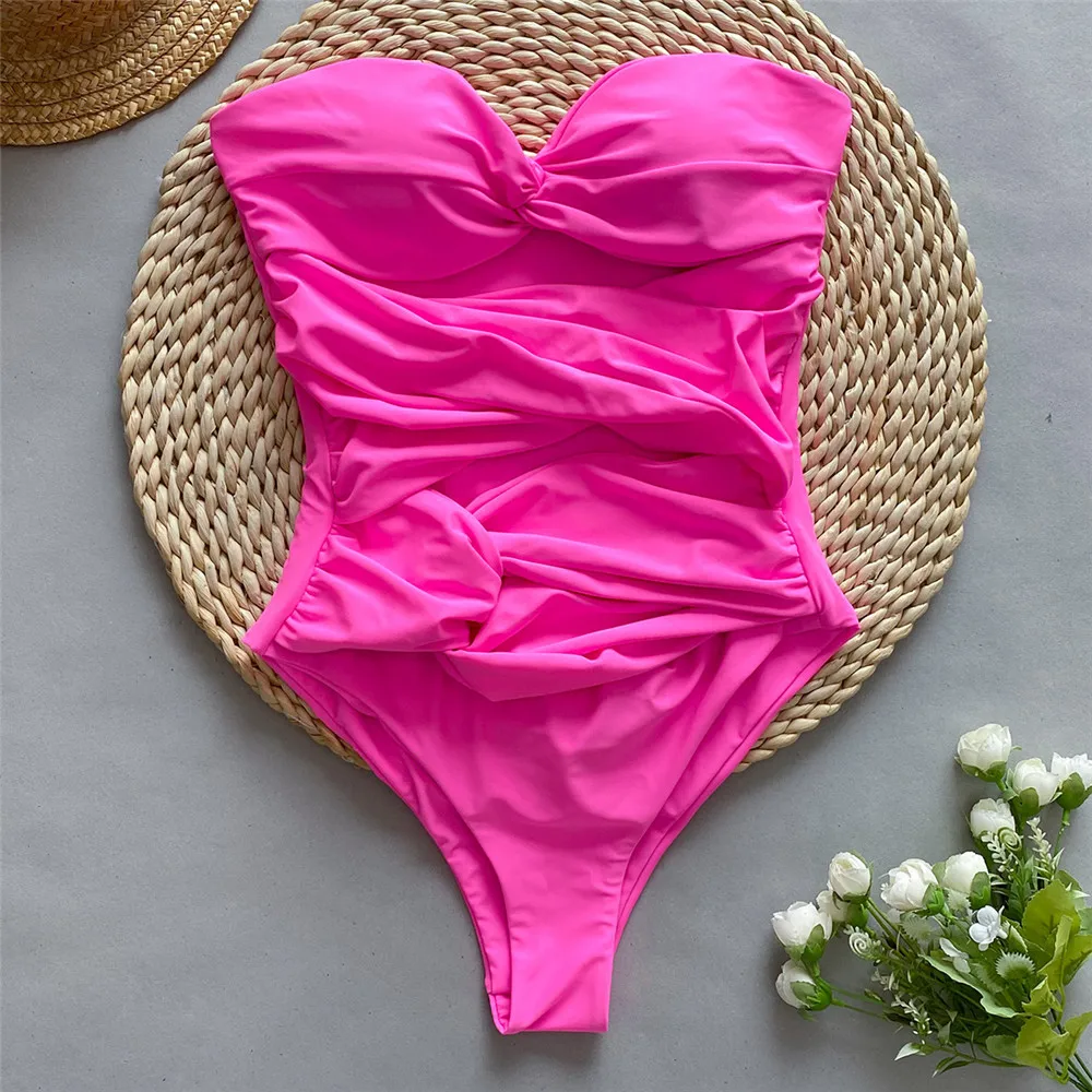 

Sexy Rose Red Cross Bandage Swimwear One Piece Swimsuit Women 2024 Hollow Out Bathing Swimming Suit Monokini Beach Wear Bather