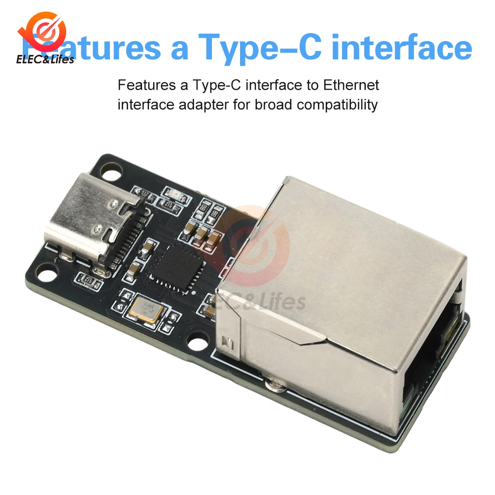 CH397A로 구동되는 USB Type-C-RJ45 어댑터, 외부 전원이 필요하지 않으며 노트북 및 태블릿에 이상적입니다.