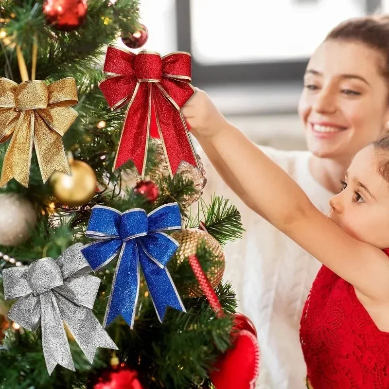 عيد الميلاد Bowknots كبيرة لطيف كبير التألق الأحمر الانحناء شجرة عيد الميلاد الديكور الحرفية لوازم شجرة الديكور القوس الحلي #3